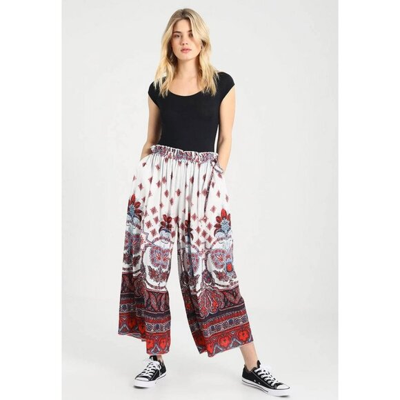 Free People Gold Dust Printed Wide-Leg Pants Beachy Vacation Boho - Picture 1 of 8